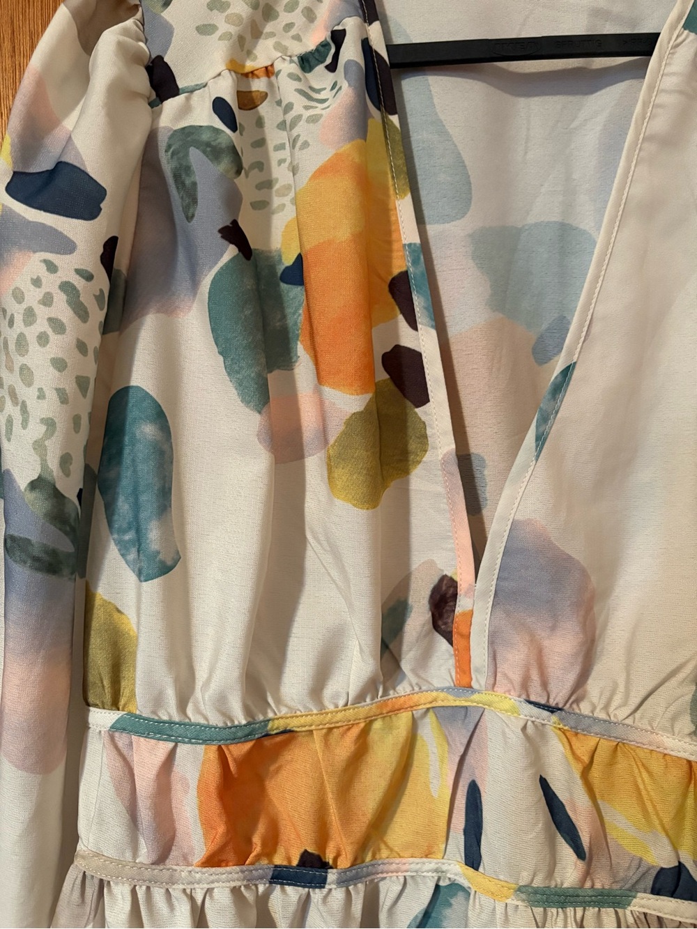 Yellow & Green Floral Maxi Dress with V-Neck - Picture 5 of 5